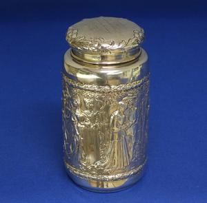 A very nice probably German Silver Tea Caddy, height 12 cm, in very good condition. Price 800 euro reduced to 495 euro