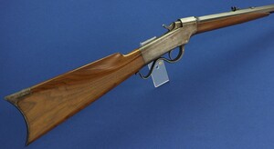 A fine antique American Marlin Ballard No2 Sporting Rifle. Caliber 38 long. Reversible Firing pin. 28 inch octagonal barrel. Length 111cm. In very good condition. Price 2.850 euro