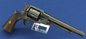 A scarce Antique American Civil War Austin T. Freeman Army Model single action percussion Revolver. 6 shot, 44 Caliber. 7,5 inch Round barrel. Length 35cm. In very good condition. 