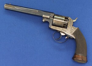 A very nice antique 19th century Belgian single and double action  Percussion Revolver by ANCION & CIE LIEGE, 5 shot, caliber 12 mm, length 32 cm, in very good condition. 