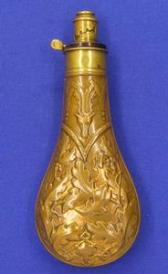 A very nice antique 19th century English powderflask by G & J.W.Hawksley Sheffield, height 21 cm, in nearly mint condition.Price 350 euro