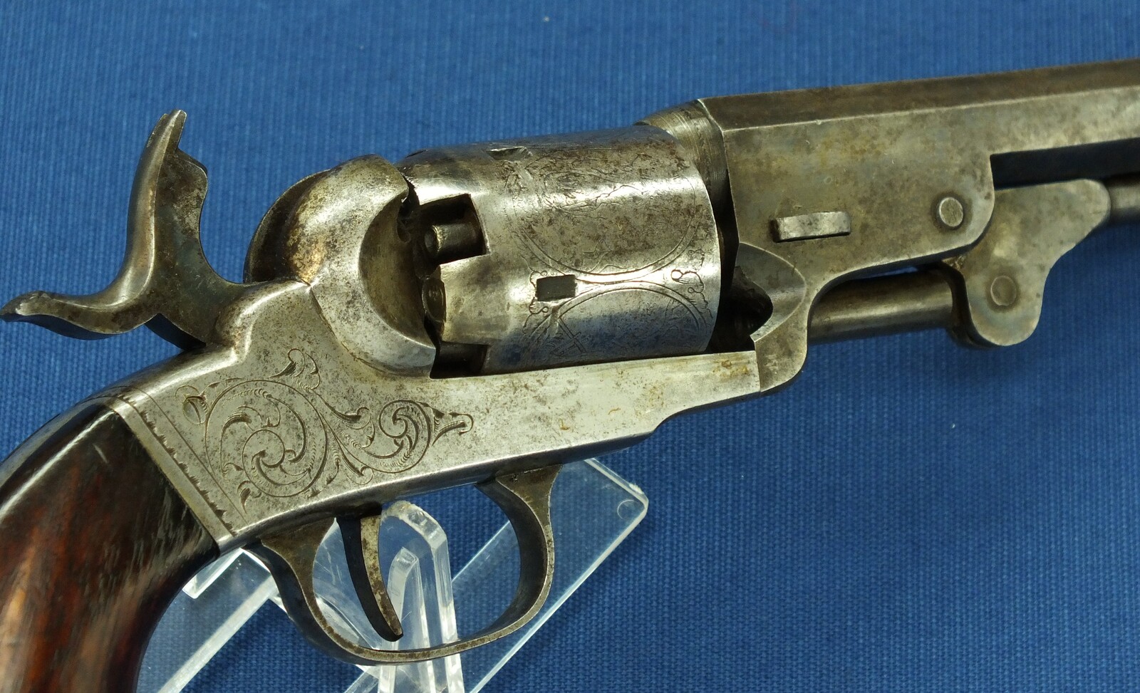 American Bacon Mfg. Co. Norwich Conn. First model Pocket 5 shot percussion Revolver. 31 Caliber, 4 inch barrel. Only 1000 made. Length 24,5cm. In very good condition. Price 1.450 euro.