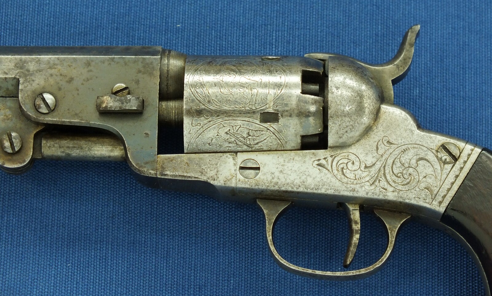 American Bacon Mfg. Co. Norwich Conn. First model Pocket 5 shot percussion Revolver. 31 Caliber, 4 inch barrel. Only 1000 made. Length 24,5cm. In very good condition. Price 1.450 euro.