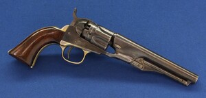 An antique American Colt model 1862 Police 5 shot percussion Revolver. 36 caliber, 5,5 inch barrel with Hartford address. Length 29cm. In very good condition. Price 2.750 euro