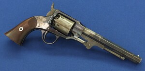 An antique American Rogers & Spencer Army Model 6 shot, 44 caliber single action Percussion Revolver, length 36 cm. in very good condition. Price 4.250 euro