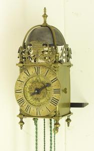 An Antique early 18th century miniature French Lantern clock by FRANCOIS LE BAIGUE A PARIS. Height 23,5 cm. Price 6.000 euro