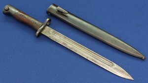 Antique Siamese Model 1902 Bayonet for Mauser Siamese type 66 Rifle. Nr. 19584 on top of pommel. Length 39,5cm. In very good condition. Price 195 euro