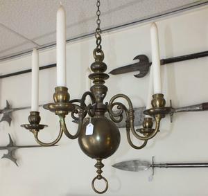 A very nice 19th century Antique Brass Dutch Chandelier with 5 arms, wide 45 cm.Price 750 euro