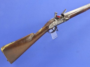 A 18th century French Military Flintlock Musket marked on barrel with Crown over NC for Nicolas Carteron and the St Etienne mark of 1770 era. Kaliber 18mm, length 143cm. In very good condition. Price 1850,- euro