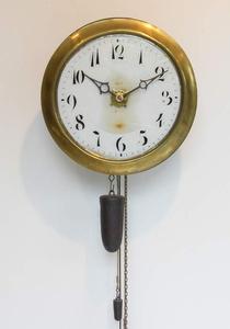 A 19th century antique Liege wall clock with alarm, painted glass dial,height 33 cm. Price 875 euro