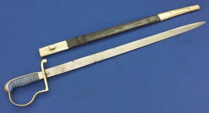 A Dutch Amsterdam Municipal Police constable Sword. Signed: Ned. Wapenmagazijn Haarlem - Shage, JR. Length 73,5cm. In very good condition. Price 375 euro.