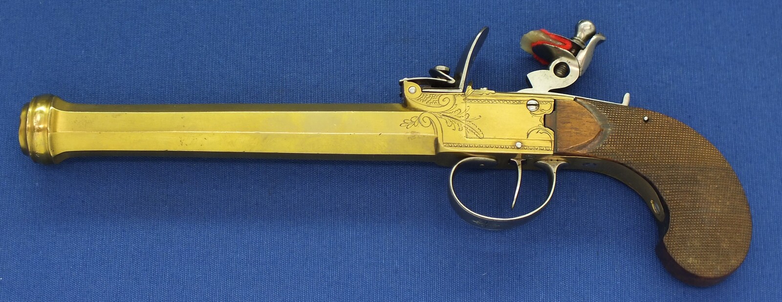 Massive Engraved British Brass Barreled Flintlock Blunderbuss