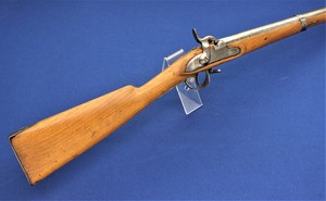 A fine and scarce 19th century probably Dutch Cadet Percussion Rifle, caliber 14,5 mm, length 117 cm,  in very good condition. Price 1.150 euro