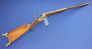 A fine antique 19th century American Remington -  Hepburn No. 3 Target Rifle, caliber 38-50 Remington - Hepburn, 30 inch heavy part octagon / part round  barrel, in very good condition. Price 5.950 euro. 