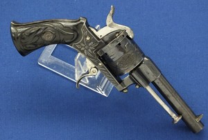 A fine antique 19th Century Liege Pinfire Revolver by Francken & Lunenschloss,  caliber 7 mm, length 20 cm, in near mint condition. Price 750 euro