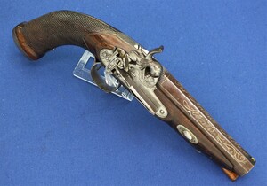 A fine antique 19th century Spanish Miquelet Percussion Pistol signed and dated 