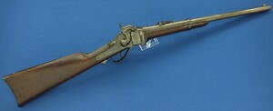 A fine antique American Civil War Sharps New Model 1863 percussion Carbine. Caliber 52, 22 inch barrel. Length 100cm. In very good condition. Price 3.750 euro