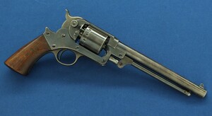 A fine antique American Civil War Starr Arms Co Single Action Model 1863 Army 6 shot percussion Revolver. 44 Caliber. Length 37,5cm. In very good condition. 