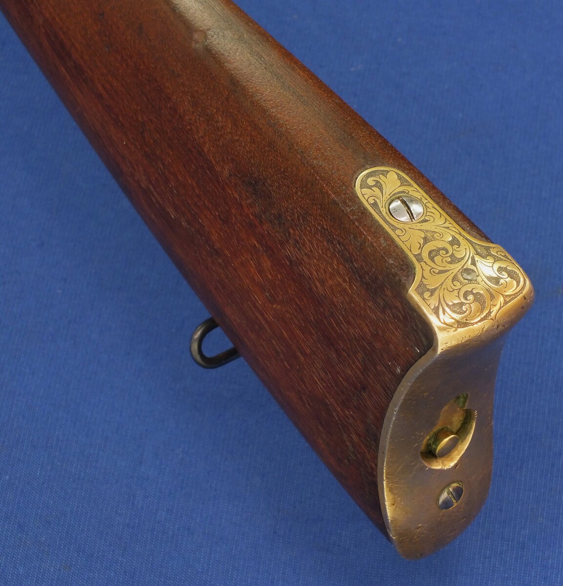 A fine antique American L.D. Nimschke Engraved Winchester Model 1866 Yellow Boy Musket with original Bayonet. 44 Henry Rimfire caliber, 27 inch barrel. Length 118cm. In very good condition. Price on request