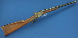 A fine antique American Starr Arms Co Yonkers N.Y. Breech-loading falling block Cartridge Carbine. Caliber 52 Rimfire, 21 inch barrel. Length 97cm. In very good condition. Price 3.650 euro.