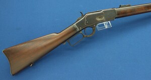A fine antique American Winchester Model 1873 Musket. Caliber 44-40. 30 inch barrel with clear address. Made 1894. Length 124cm. In very good condition. Price 6.650 euro.