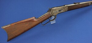 A fine antique American Winchester Model 1886 Rifle Caliber 45-70 with 26 inch octagonal barrel. Length 104,5cm. In very good condition. 