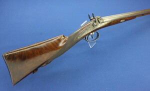 A fine Antique Austrian Double Barreled Percussion Sporting Gun by Mayer K.K. Hofbuchsenmacher in Wien, caliber 16 mm smooth, length 115 cm, in very good condition. Price 3.950,- euro