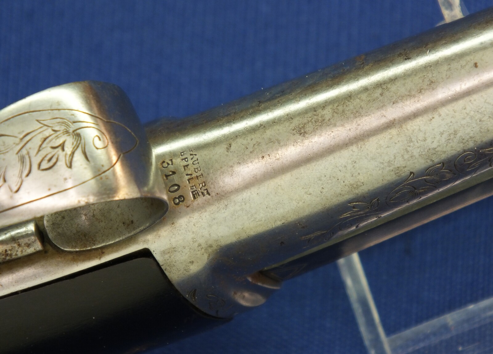 A fine antique Belgian 6mm System Gaubert Brevete Flobert Target/Saloon pistol. 9 inch octagon barrel. Length 37cm. In very good condition. Price 850 euro.