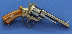 A fine antique French Triple Action Pinfire Revolver Lefaucheux Model 1862, signed 
