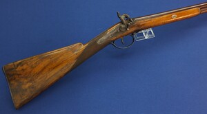 A fine antique German circa 1850 Percussion Sporting Gun by TANNER IN HANNOVER. Caliber 16mm, length 122cm. In very good condition. Price 2.800 euro.