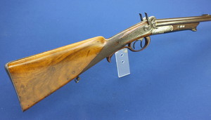  A fine Antique German Double Barreled Pinfire Sporting Rifle by C.DELP HOFBUCHSENMACHER DARMSTADT, caliber 14 mm rifled and 18 mm smooth, in very good condition. Price 2.350 euro