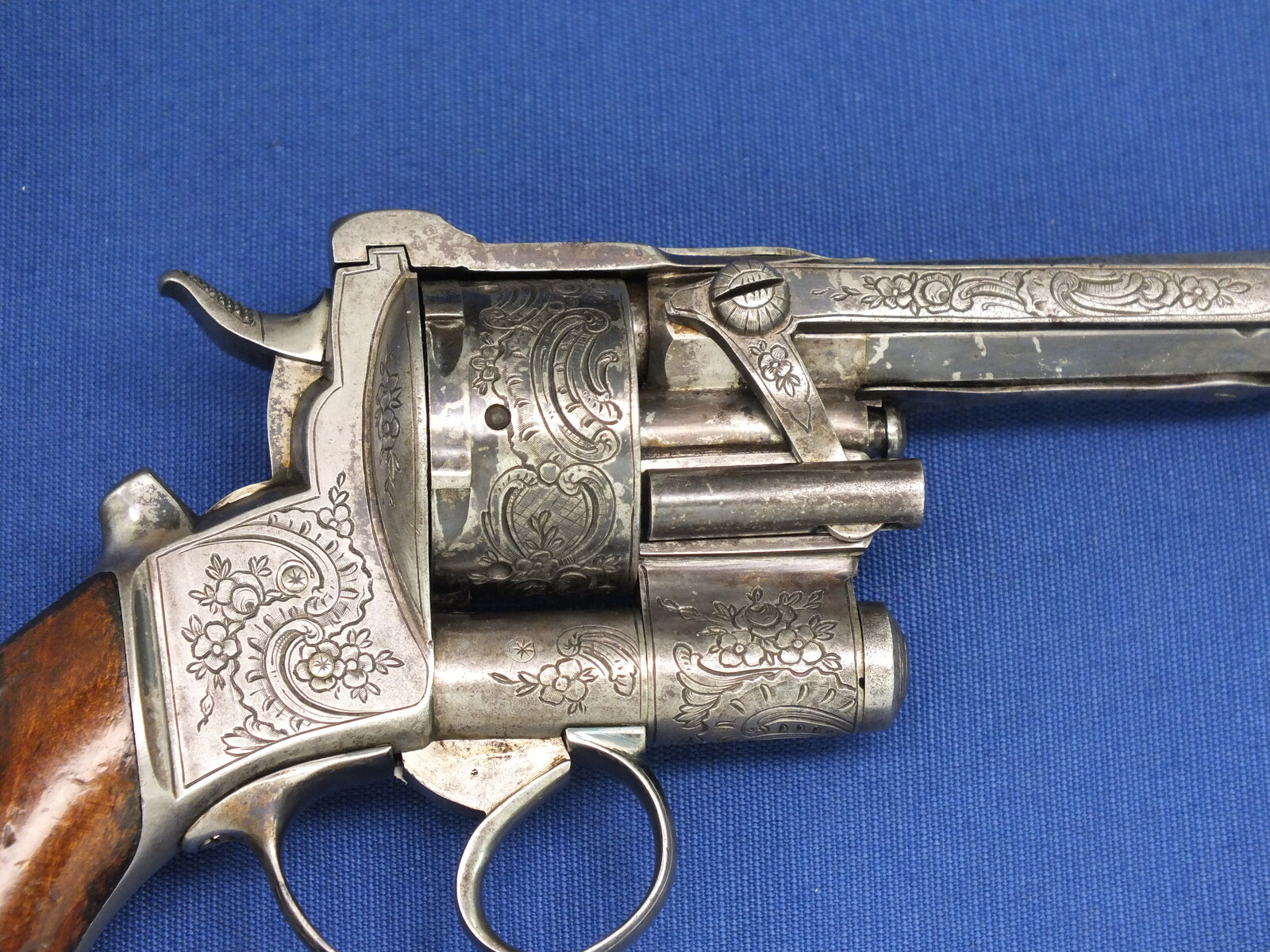 A fine antique scarce 19th century French Revolver signed Le Page Moutier  Inventeur Brvt a Paris,