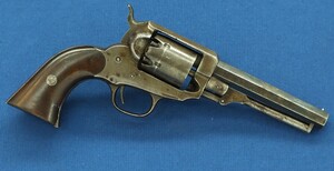 A rare Antique American 6 shot Second model William Irving Pocket Percussion Revolver. Made by James Reid NY under Contract for W.W. Marston NY. Caliber 31. Length 25cm. In very good condition. Price 1.650 euro.