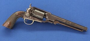 A rare antique American Civil War Benjamin F. Joslyn Army model 5 shot percussion revolver. Only 3000 made. Caliber 44. 8 inch octagonal barrel. Length 39cm. Price 3.800 euro