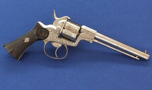A rare antique French engraved and chisseled PLIERS Patent 6 shot 9mm Pinfire Revolver by VIEUX ARQ. A PARIS. Length 31cm. In very good condition. Price 1.950 euro.