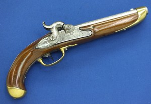 A rare antique German  Baden St.Blasien Cavalry Percussion Pistol,  Model 1816/40, signed St,BLASIEN, made for detachable stock, caliber 17,5 mm smooth, length 38 cm, in very good condition. 