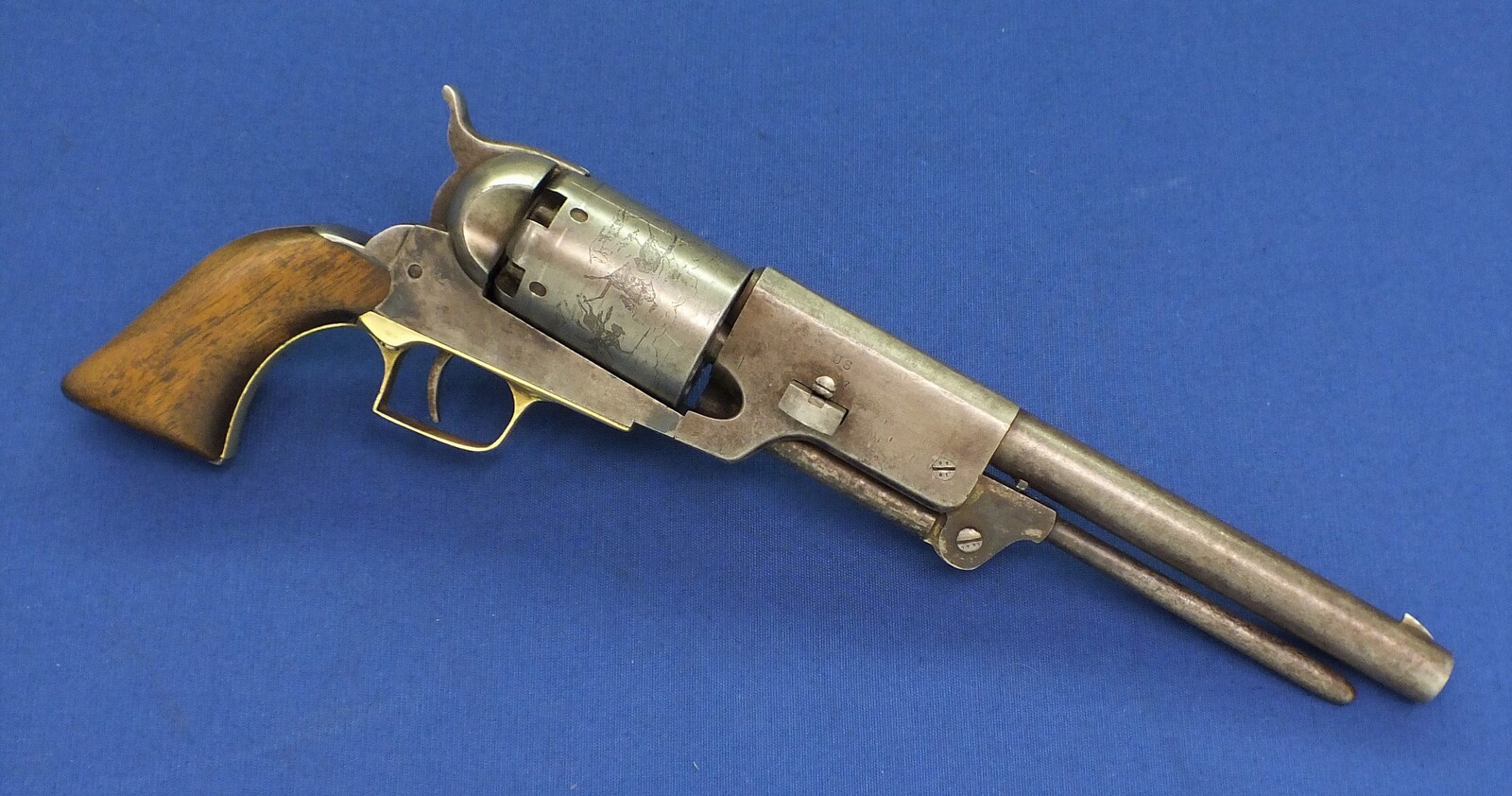 A Scarce antique 19th century Colt Brevete Walker Model 1847 6 shot single action 44 caliber percussion Revolver. 9 inch Barrel with New York address. Length 42 cm. In very good condition. - American - - Bolk Antiques