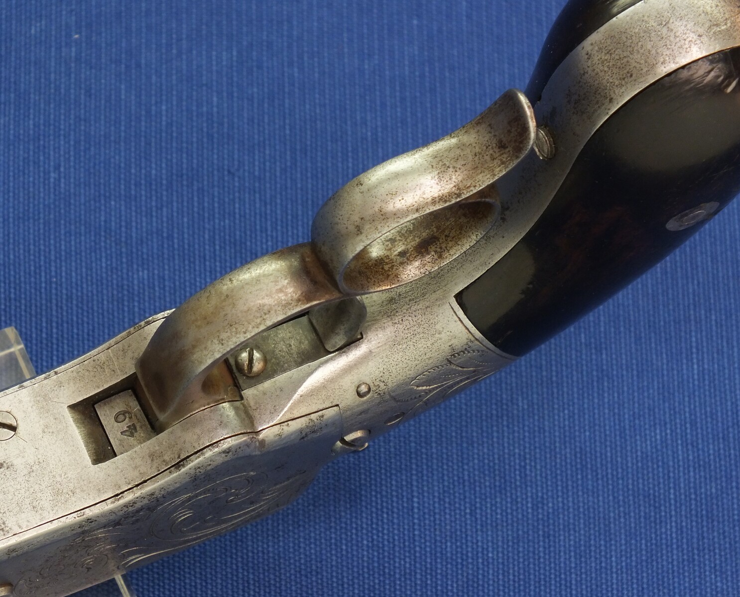 A scarce antique American Factory engraved Smith & Wesson Lever Action Repeating 31 Caliber No1 Pistol with 4 inch barrel. In very good condition. Price on request