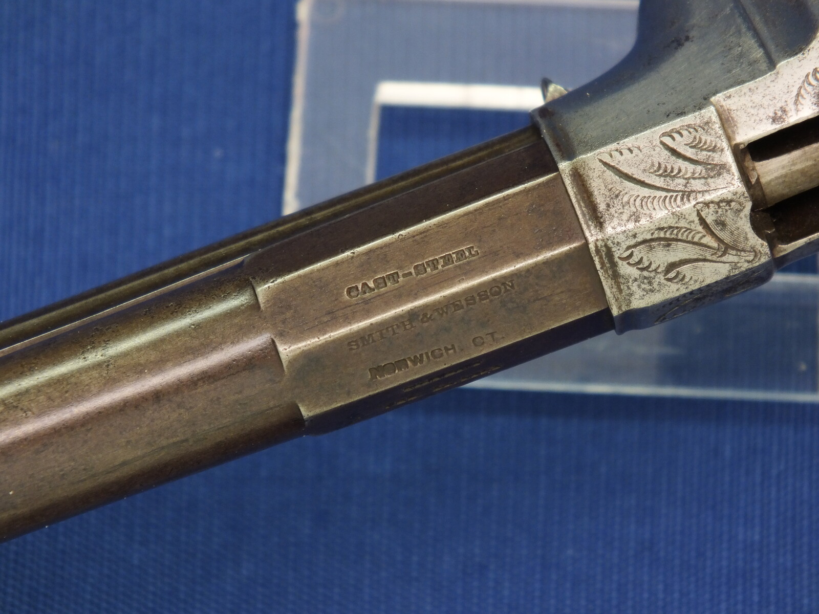 A scarce antique American Factory engraved Smith & Wesson Lever Action Repeating 31 Caliber No1 Pistol with 4 inch barrel. In very good condition. Price on request