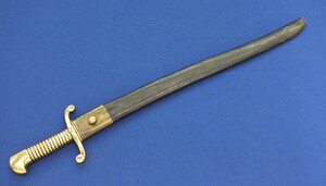 A scarce antique Dutch Naval model 1858 marinebus bayonet. Dated 1858. Length 63 cm. In very good condition. Price 1.250 euro