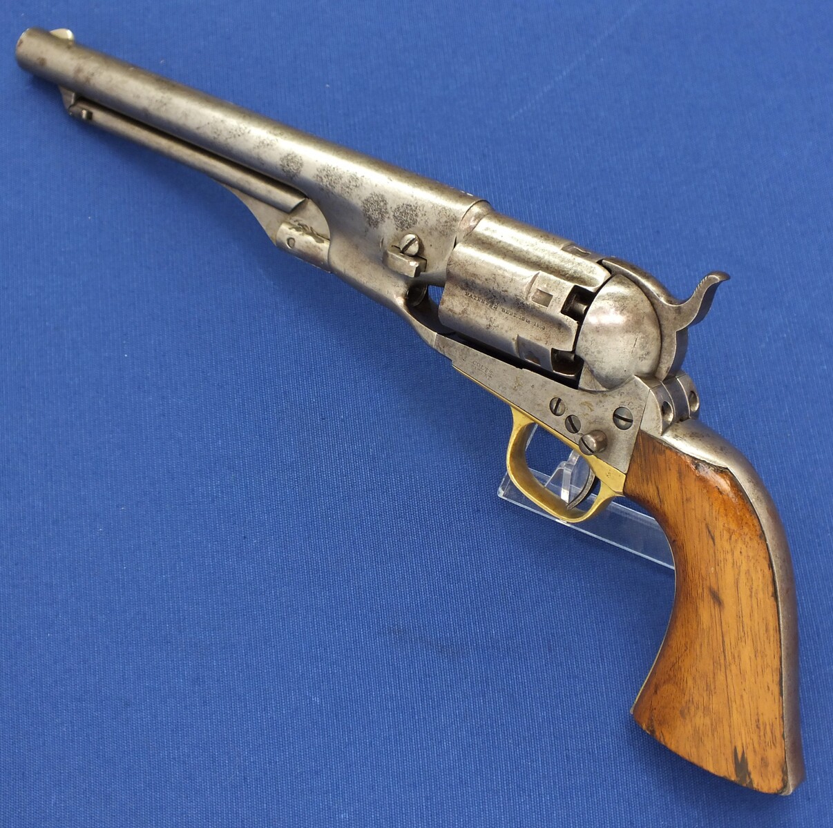 A scarce early 4 Screw Colt Model 1860 Army Percussion Revolver with Fluted Cylinder. .44 caliber, 8 inch barrel, 6 shot, in very good condition. 