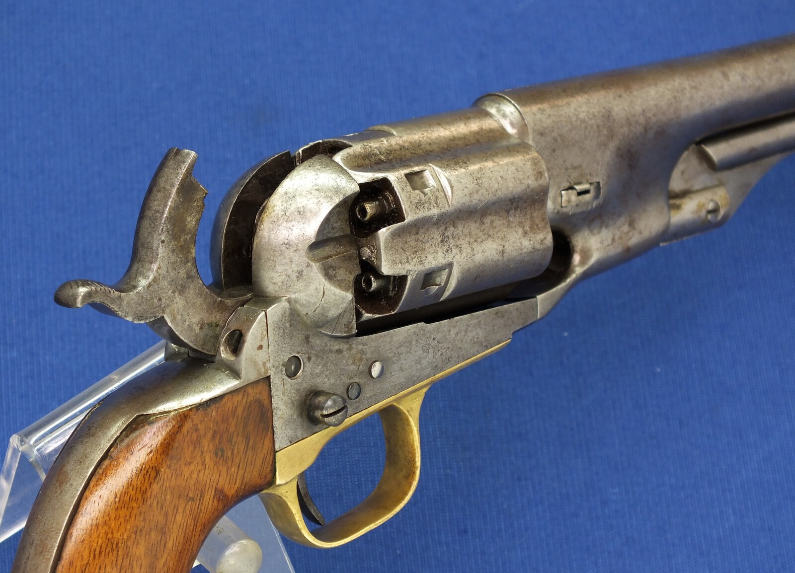 A scarce early 4 Screw Colt Model 1860 Army Percussion Revolver with Fluted Cylinder. .44 caliber, 8 inch barrel, 6 shot, in very good condition. 