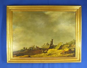 A very nice 19th Century Copy on canvas of the antique Painting Dune Landscape 1631 by Jan van Goyen by an unknown paiter. Price 750 euro
