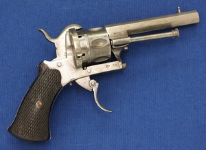 A very nice antique 19th century Belgian Double/Single Action Pinfire Revolver, 6 shot, caliber 7 mm, length 19,5 cm, in very good condition. Price 425 euro