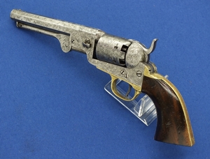 A very nice antique 19th Century Engraved Colt Pocket  Brevete by N. Gilon Liege, .31 caliber, length 28 cm, in very good condition.