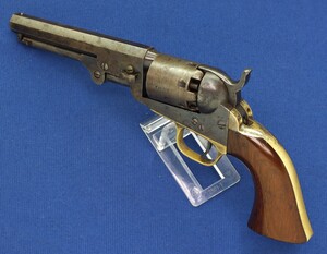 A very nice antique American Colt Model 1849 Pocket 6 shot 31 caliber Percussion Revolver. 5 inch barrel with New York address, in very good condition. Price 2.950 euro