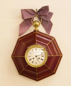 A very nice antique French painted tin-plate wall-clock, circa 1810, height including ring 47cm. Price 850 euro