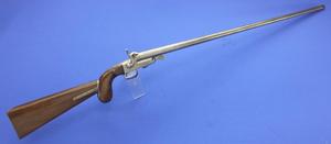 A very nice Antique French pinfire shotgun with detachable stock and barrel. Made in Saint Etienne. Lenght 130 cm, 16 mm Caliber. In very good condition.