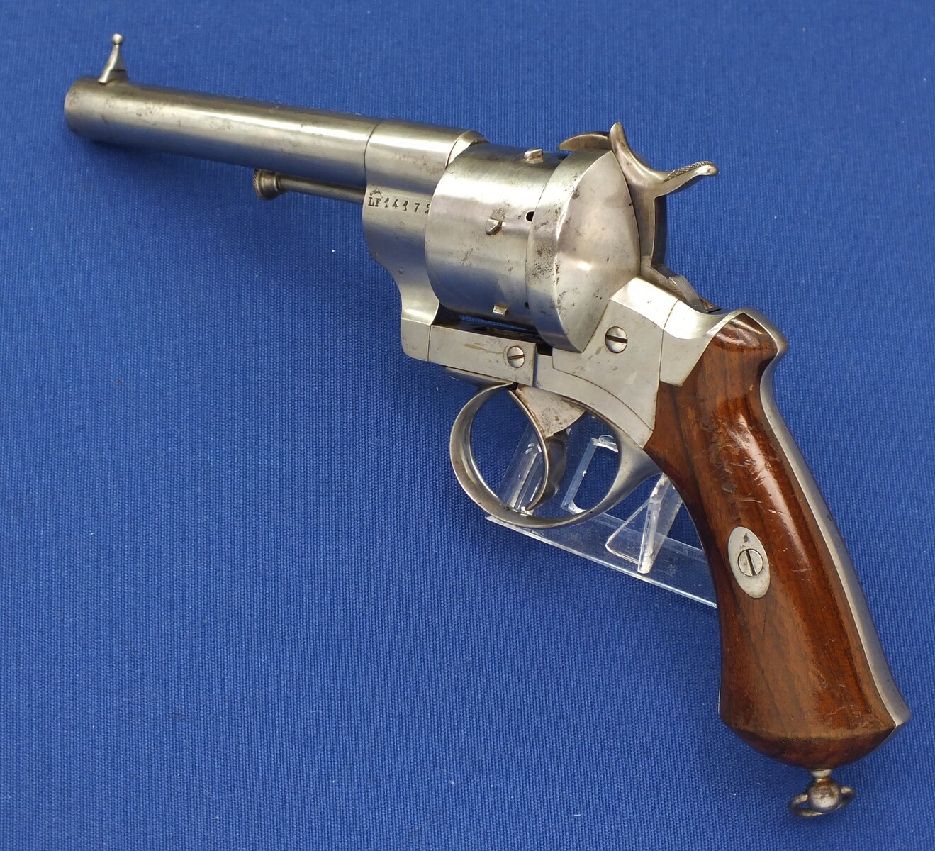 A very nice antique French Triple Action Pinfire Revolver Lefaucheux Model 1862, signed 