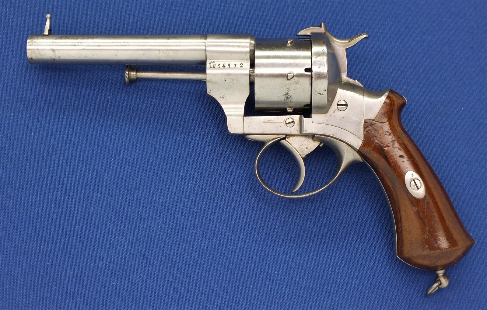 A very nice antique French Triple Action Pinfire Revolver Lefaucheux Model 1862, signed 